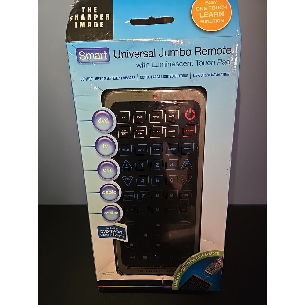 Jumbo Remote With Luminescent Touch Pad NEW IN BOX Sharper Image Universal